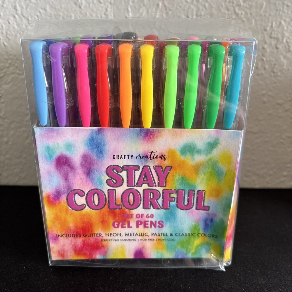 Crafty Creations "Stay Colorful" set includes 60 gel pens